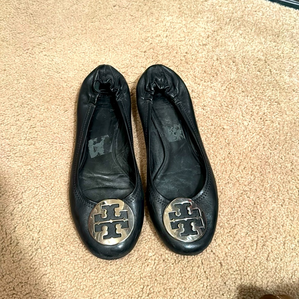 Tory Burch Black & Silver Flats